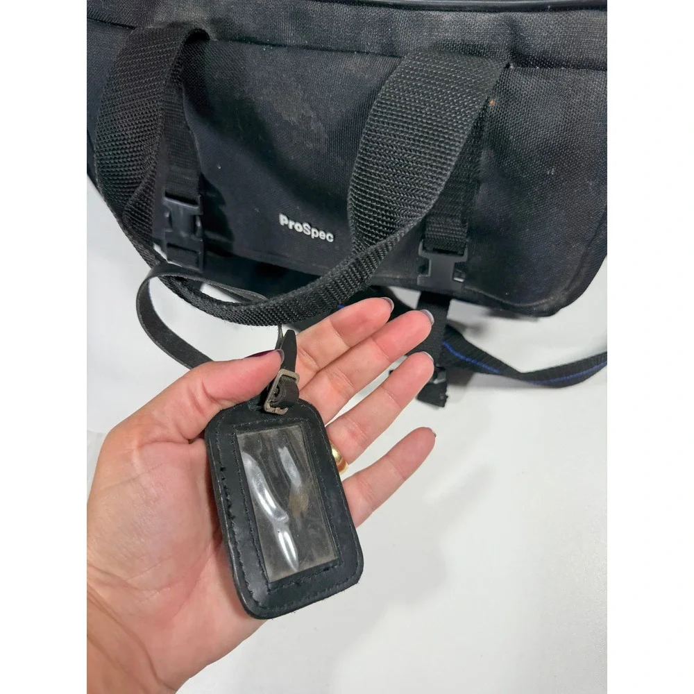 ProSpec Camera Bag Black Canvas Multi Compartment Shoulder Gear Case Blue Lining